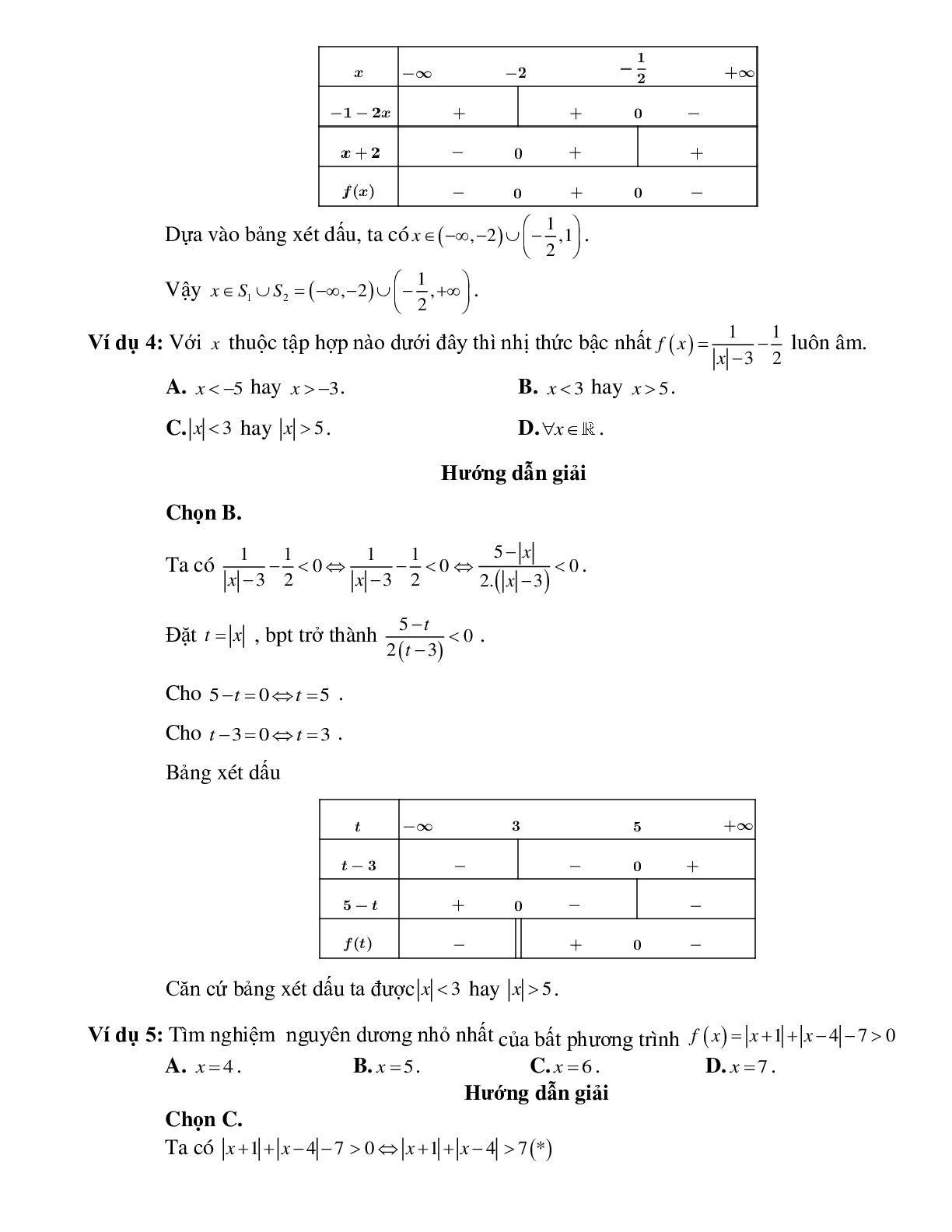 Bài tập ứng dụng của dấu nhị thức bậc nhất Toán 10 (trang 2)