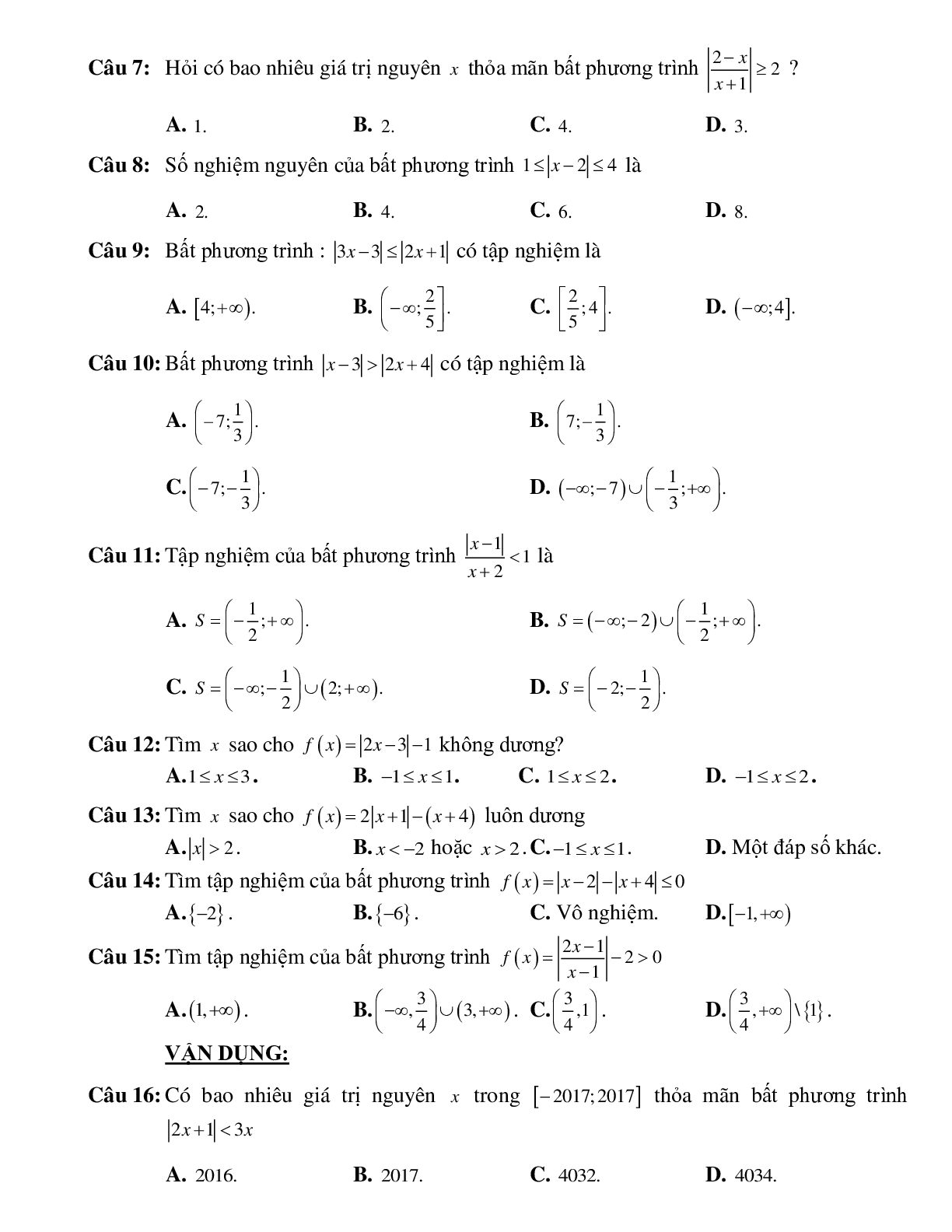 Bài tập ứng dụng của dấu nhị thức bậc nhất Toán 10 (trang 4)