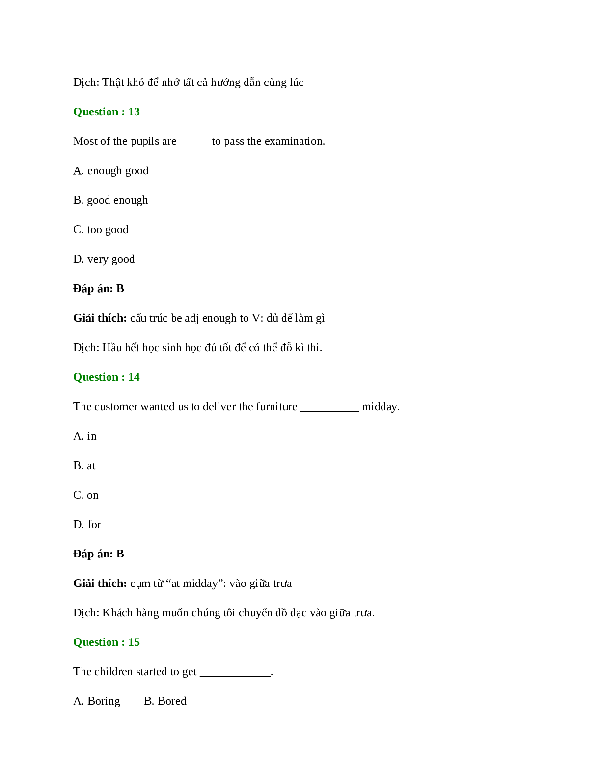Trắc nghiệm Tiếng Anh 11 Unit 2 có đáp án: Making Arrangements (trang 10)