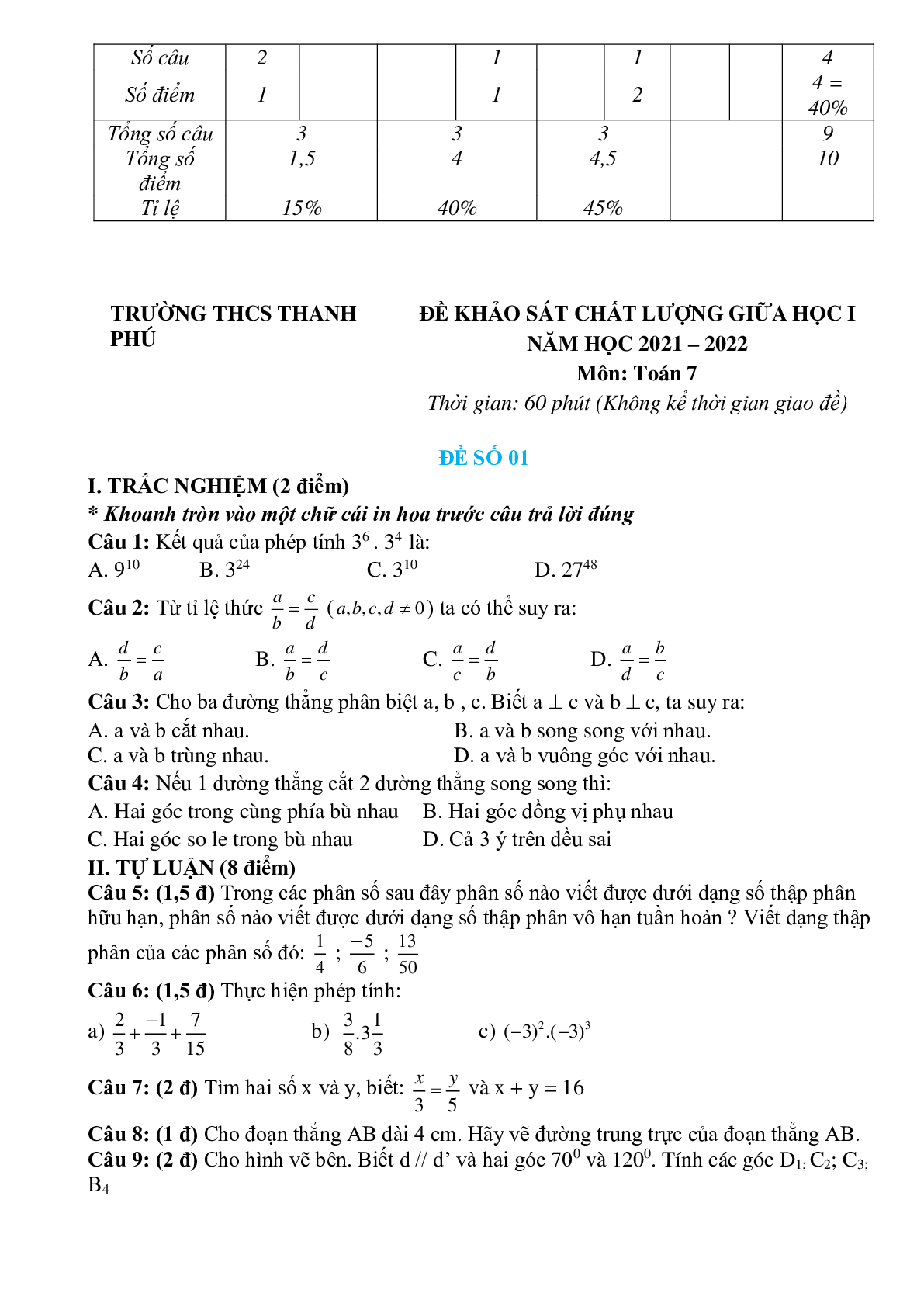 Tổng hợp đề thi giữa học kì 1 Toán 7 có đáp án (trang 2)