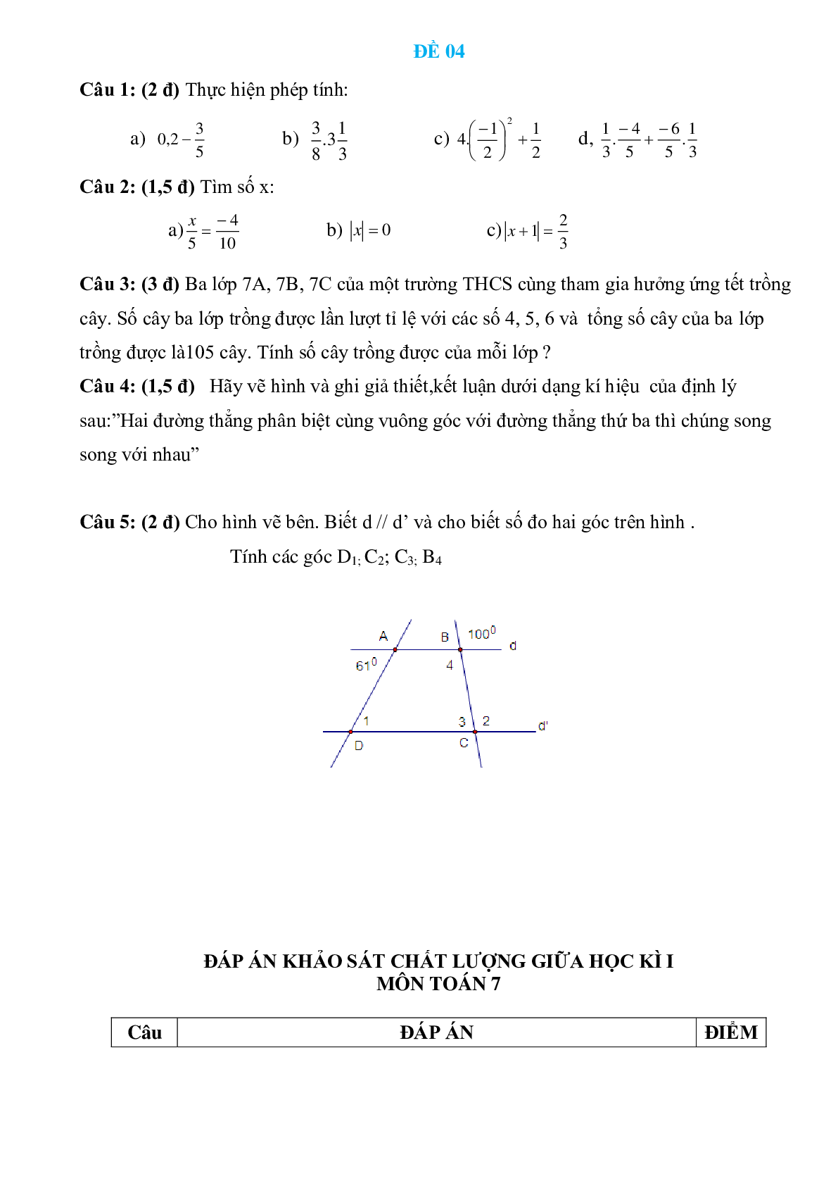 Tổng hợp đề thi giữa học kì 1 Toán 7 có đáp án (trang 9)