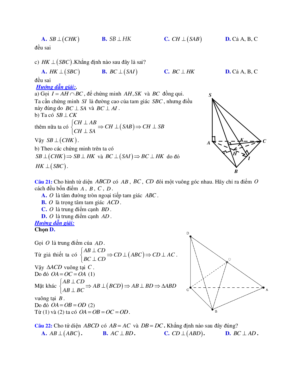 Phương pháp giải và bài tập về Cách chứng minh đường thẳng vuông góc với mặt phẳng (trang 10)