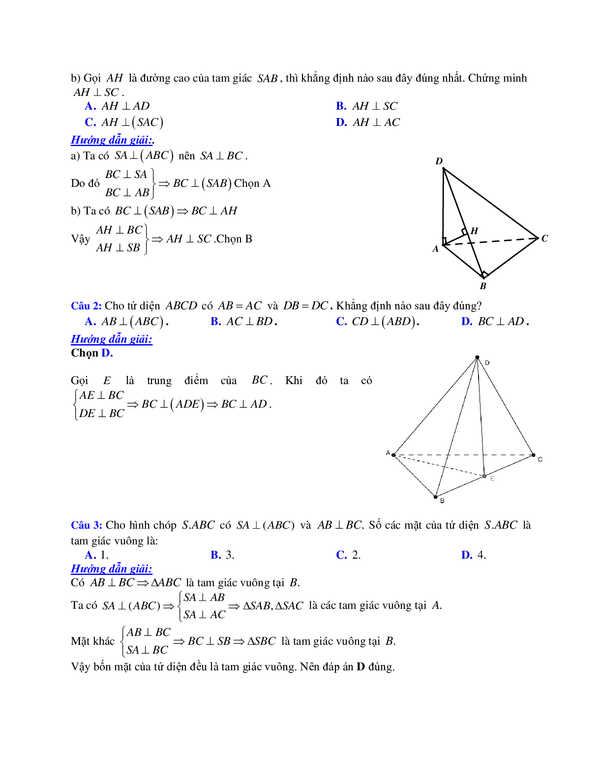 Phương pháp giải và bài tập về Cách chứng minh đường thẳng vuông góc với mặt phẳng (trang 2)