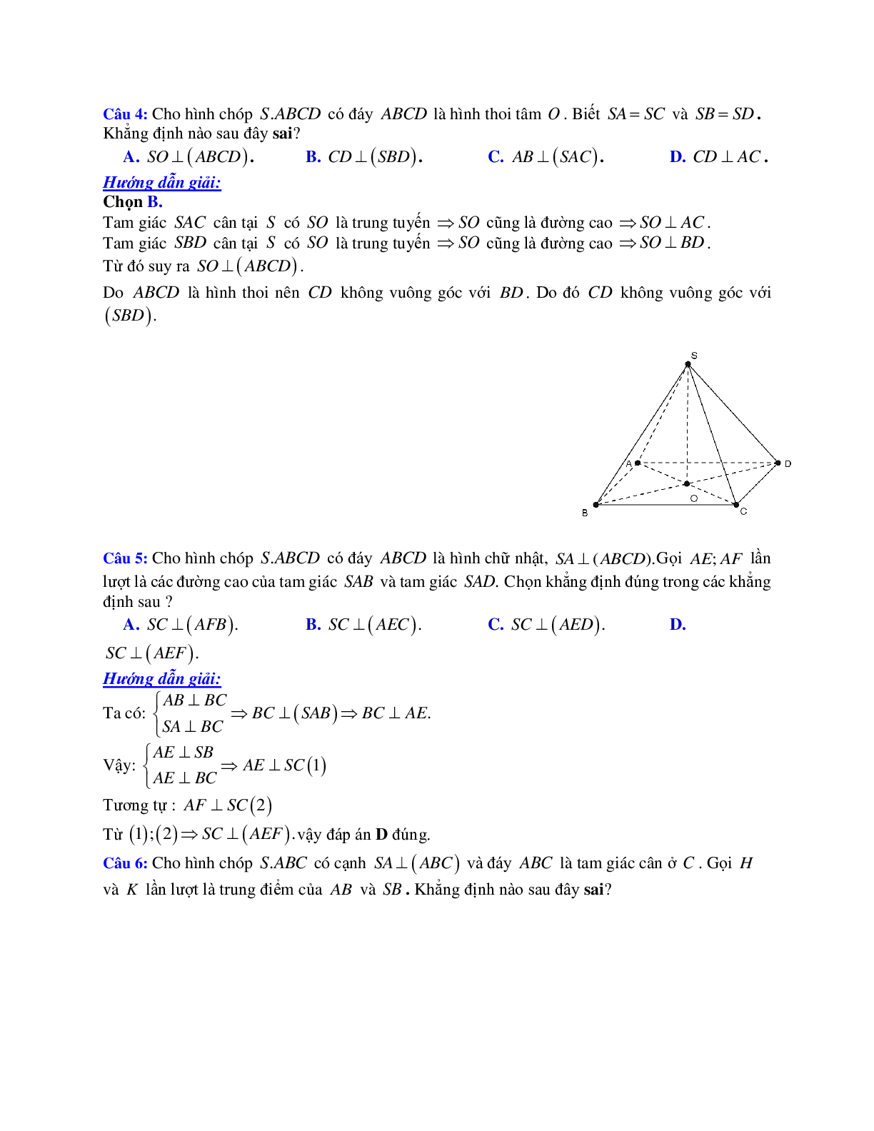 Phương pháp giải và bài tập về Cách chứng minh đường thẳng vuông góc với mặt phẳng (trang 3)
