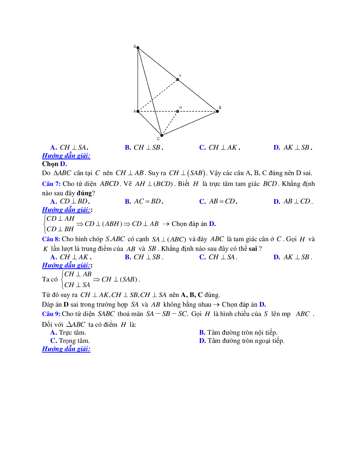 Phương pháp giải và bài tập về Cách chứng minh đường thẳng vuông góc với mặt phẳng (trang 4)