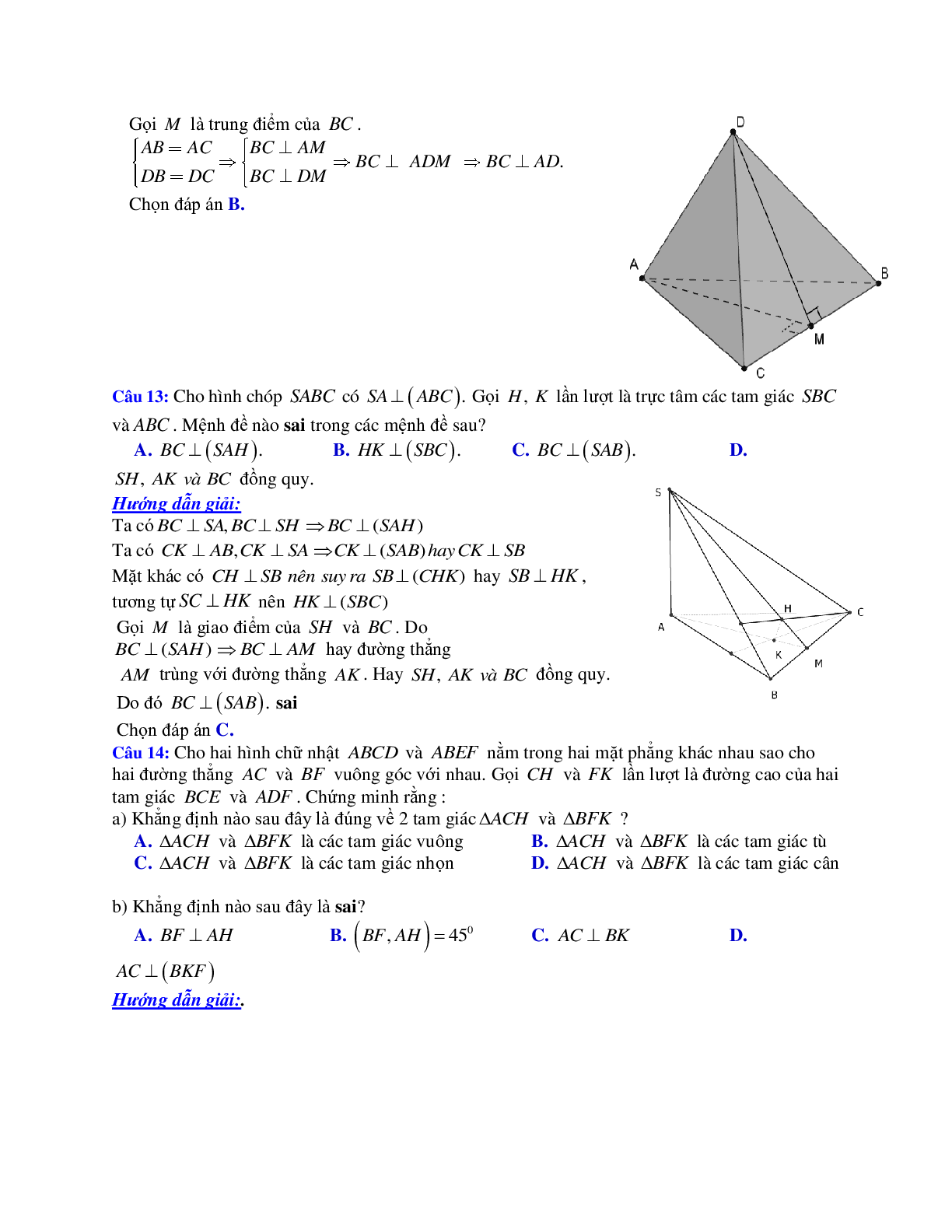Phương pháp giải và bài tập về Cách chứng minh đường thẳng vuông góc với mặt phẳng (trang 6)