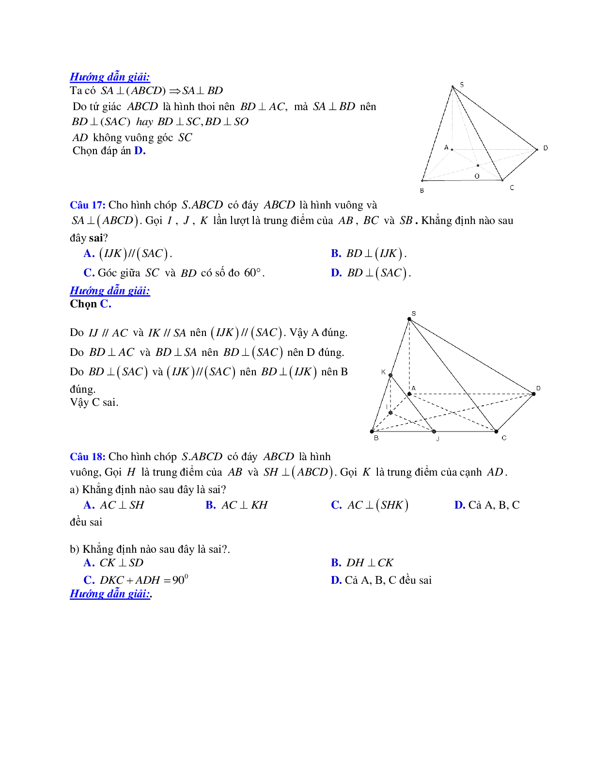 Phương pháp giải và bài tập về Cách chứng minh đường thẳng vuông góc với mặt phẳng (trang 8)