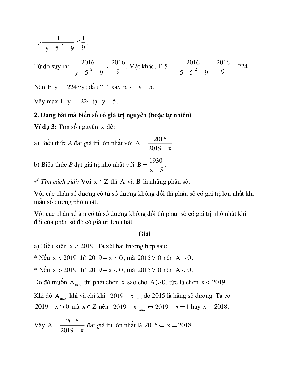 Hệ thống bài tập về Giá trị lớn nhất - Giá trị nhỏ nhất của một biểu thức đại số có lời giải (trang 4)