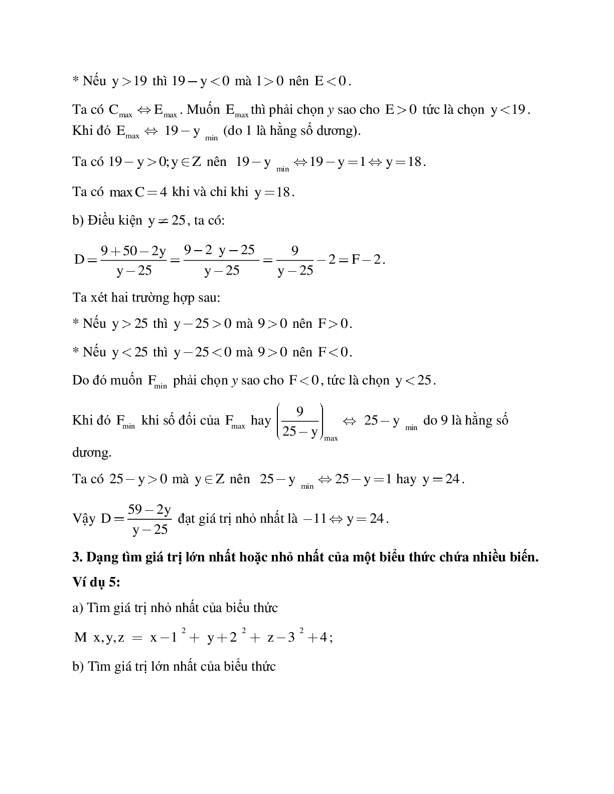 Hệ thống bài tập về Giá trị lớn nhất - Giá trị nhỏ nhất của một biểu thức đại số có lời giải (trang 6)