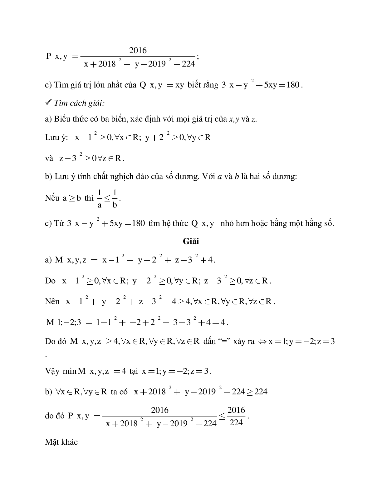 Hệ thống bài tập về Giá trị lớn nhất - Giá trị nhỏ nhất của một biểu thức đại số có lời giải (trang 7)