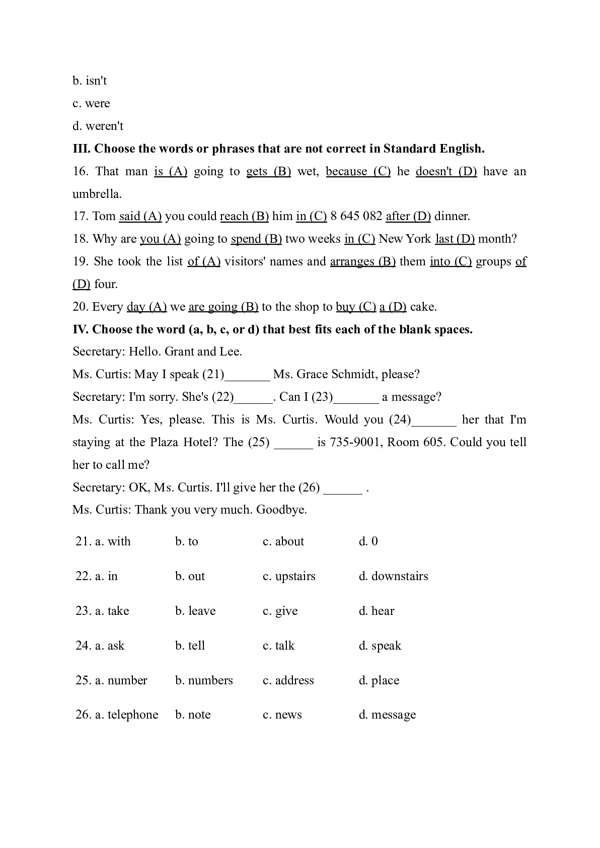 Bài tập Unit 2: Making arrangements có đáp án (trang 3)