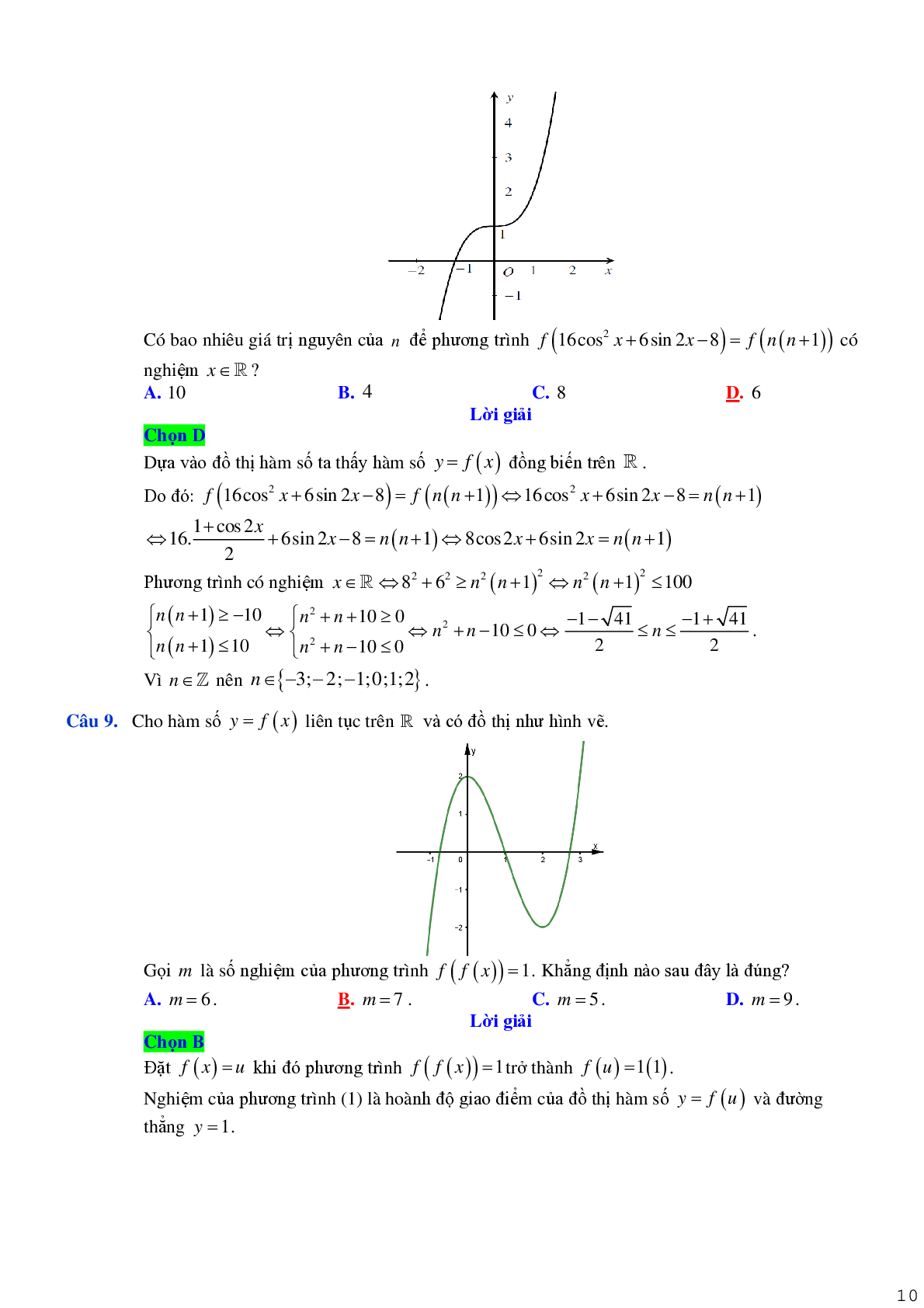 Tìm số nghiệm phương trình hàm hợp (trang 10)