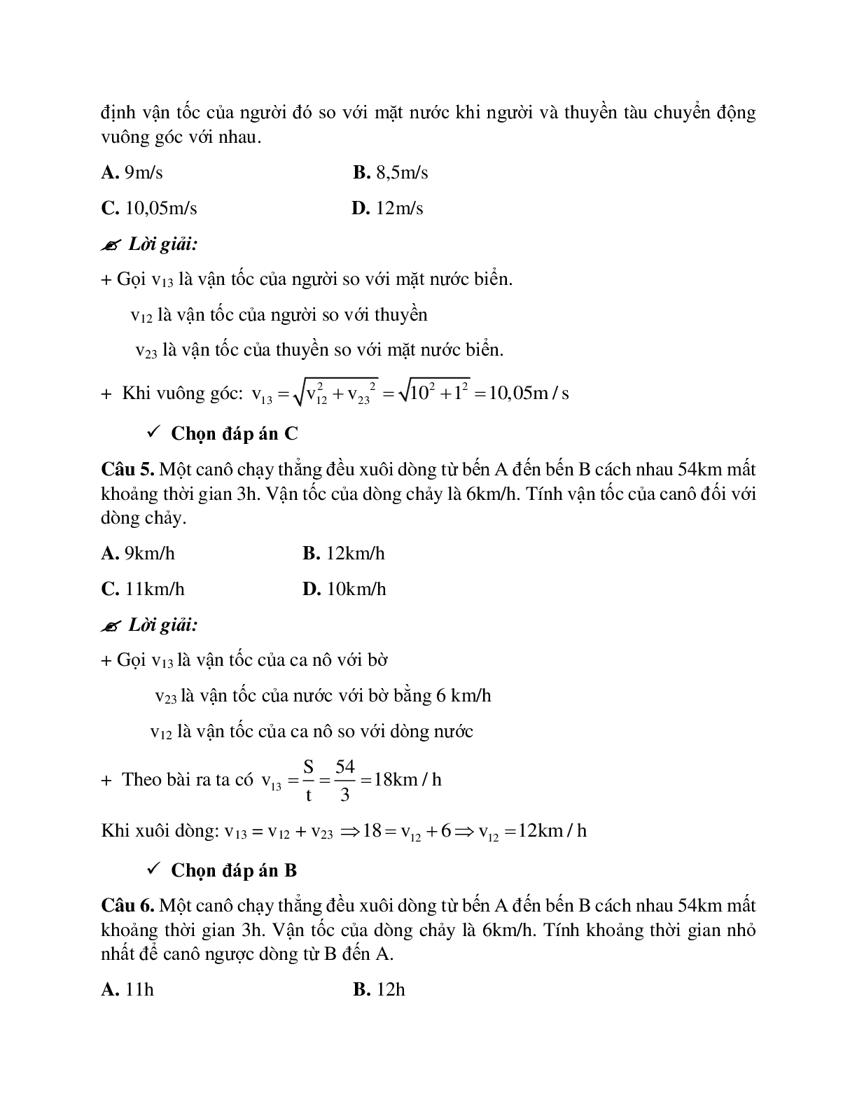 Bài tập về tính tương đối của chuyển động có đáp án (trang 3)