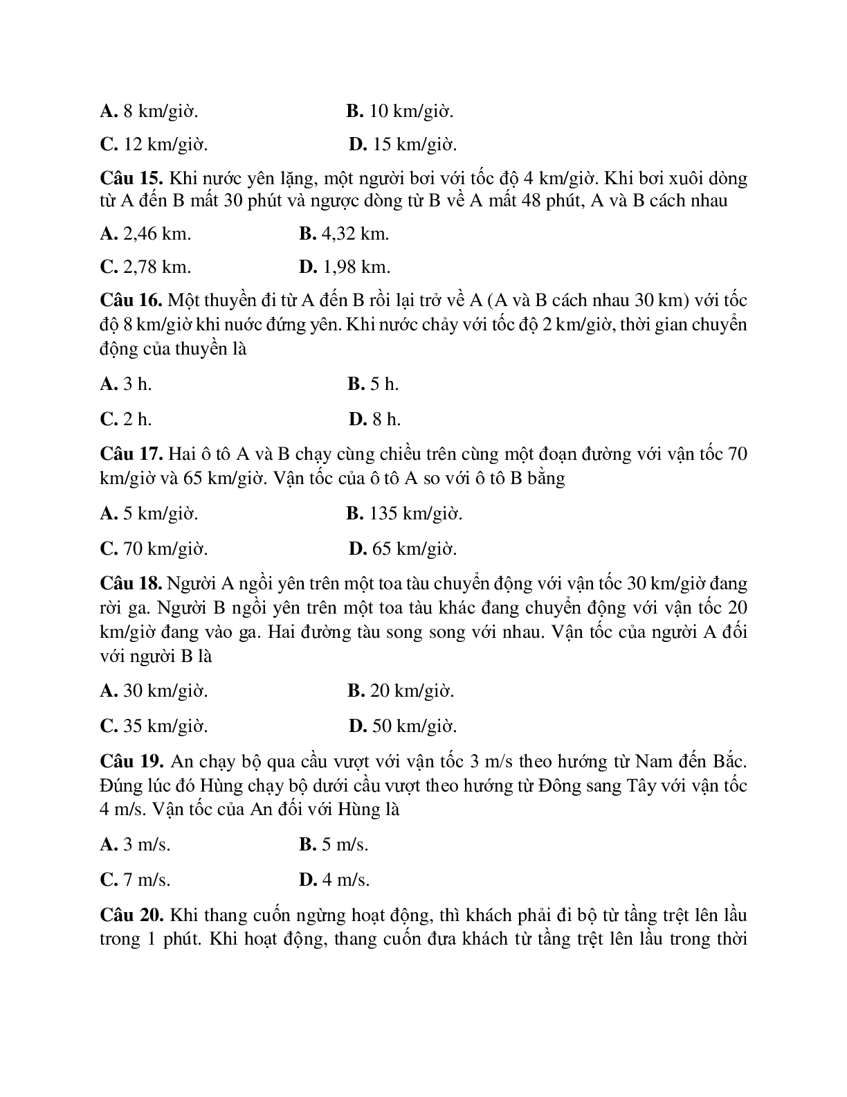 Bài tập về tính tương đối của chuyển động có đáp án (trang 7)