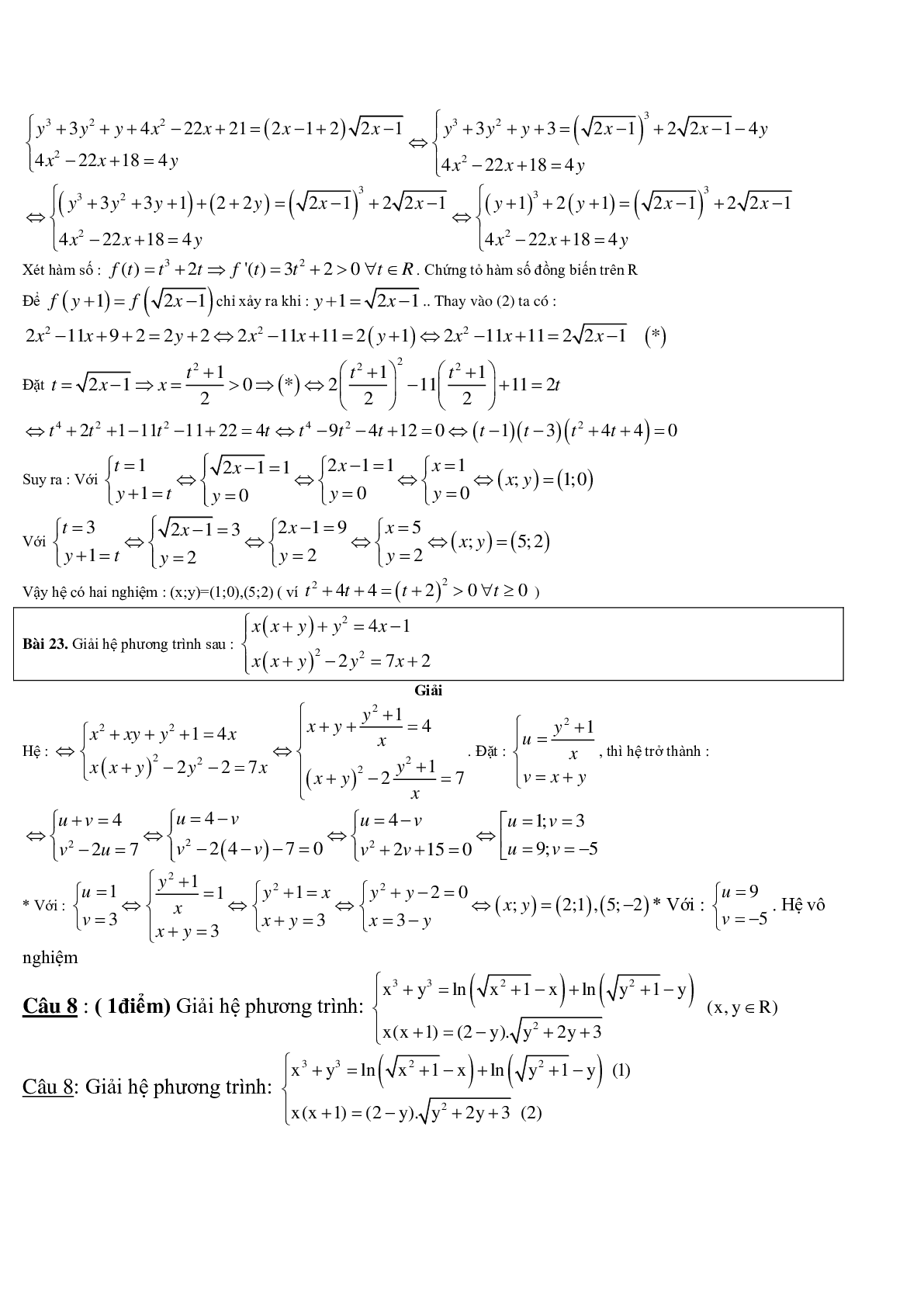 60 bài toán giải hệ phương trình bằng phương pháp hàm số điển hình (trang 10)
