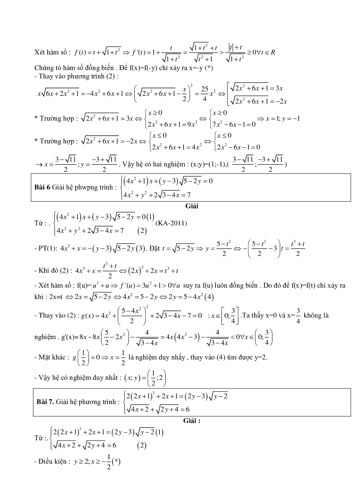 60 bài toán giải hệ phương trình bằng phương pháp hàm số điển hình (trang 3)