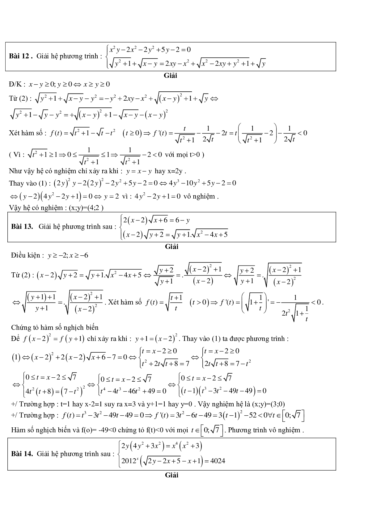 60 bài toán giải hệ phương trình bằng phương pháp hàm số điển hình (trang 6)