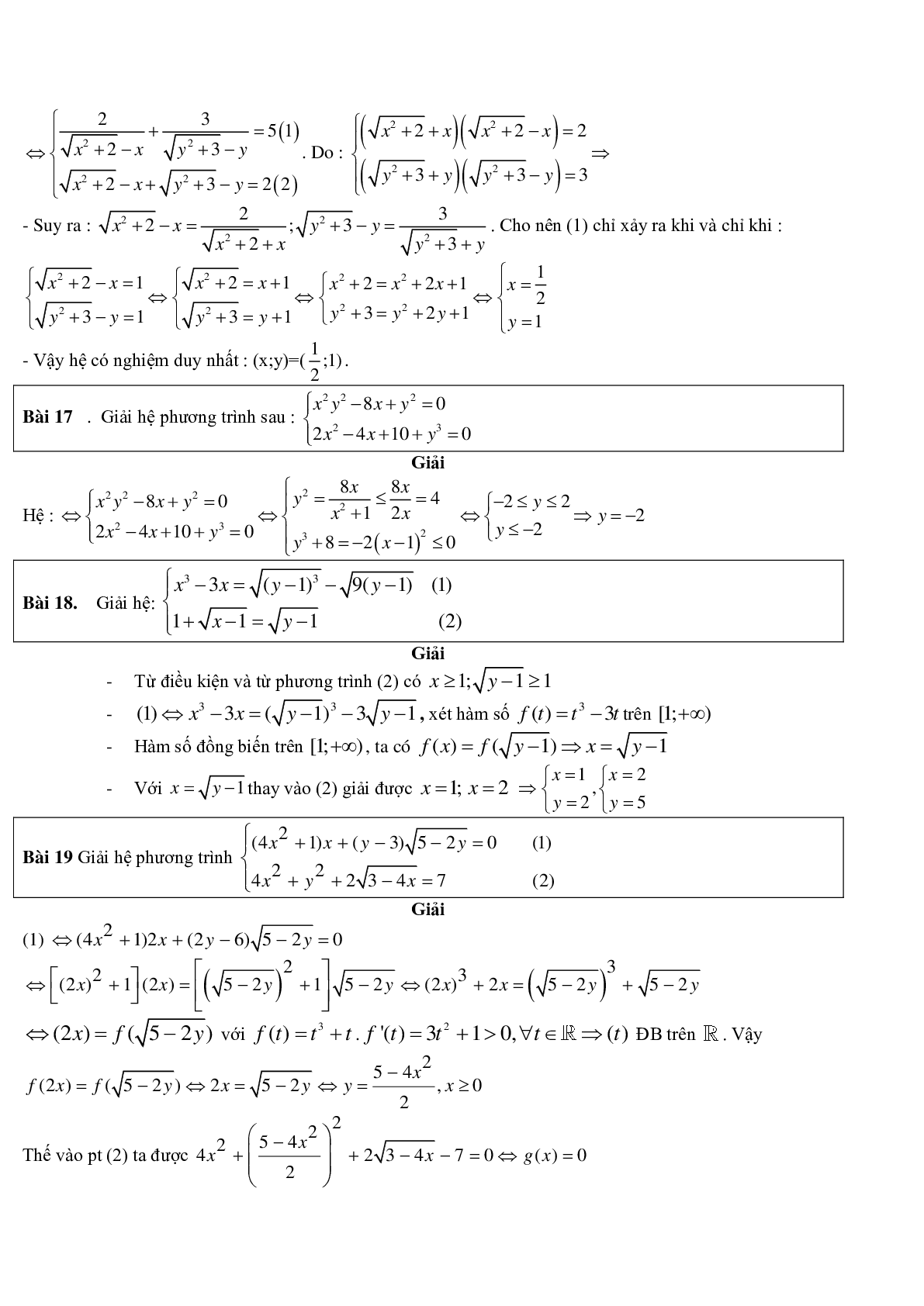 60 bài toán giải hệ phương trình bằng phương pháp hàm số điển hình (trang 8)
