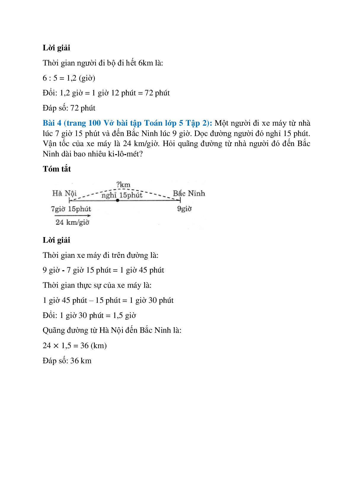 Vở bài tập Toán lớp 5 Tập 2 trang 100 Bài 158: Ôn tập về các phép tính số đo thời gian (trang 3)