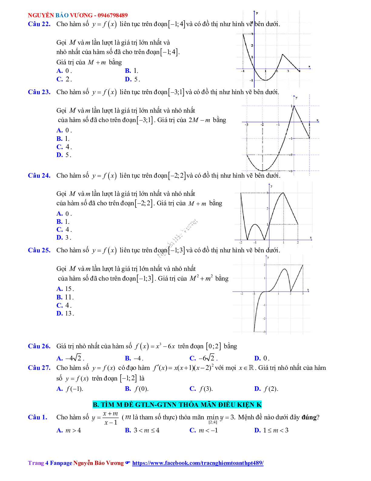 Phương pháp giải về Giá trị lớn nhất, giá trị nhỏ nhất của hàm số 2023 (lý thuyết và bài tập) (trang 4)