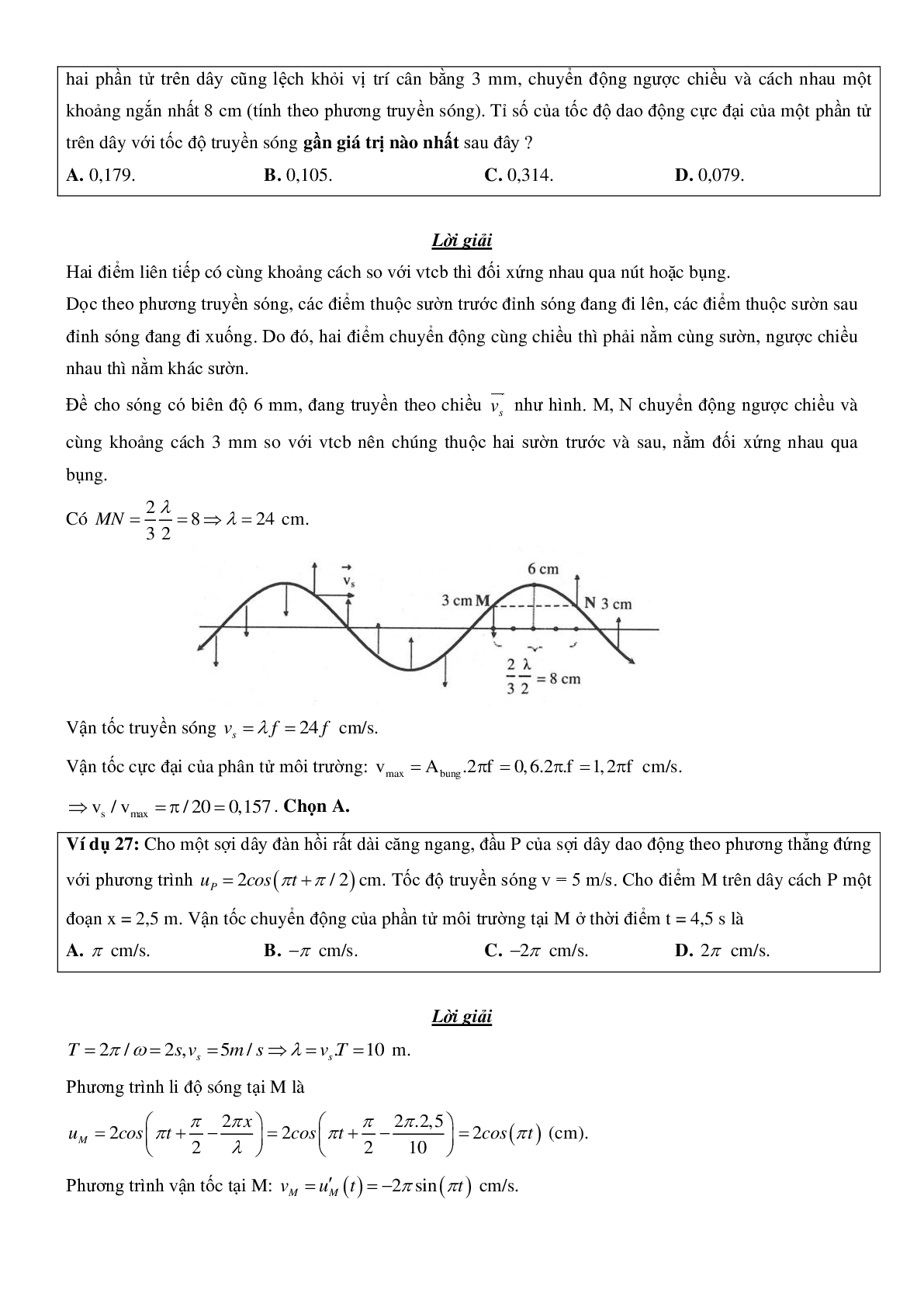 Chuyên đề Đại cương sóng cơ, phương trình sóng môn Vật lý lớp 12 có đáp án (trang 10)