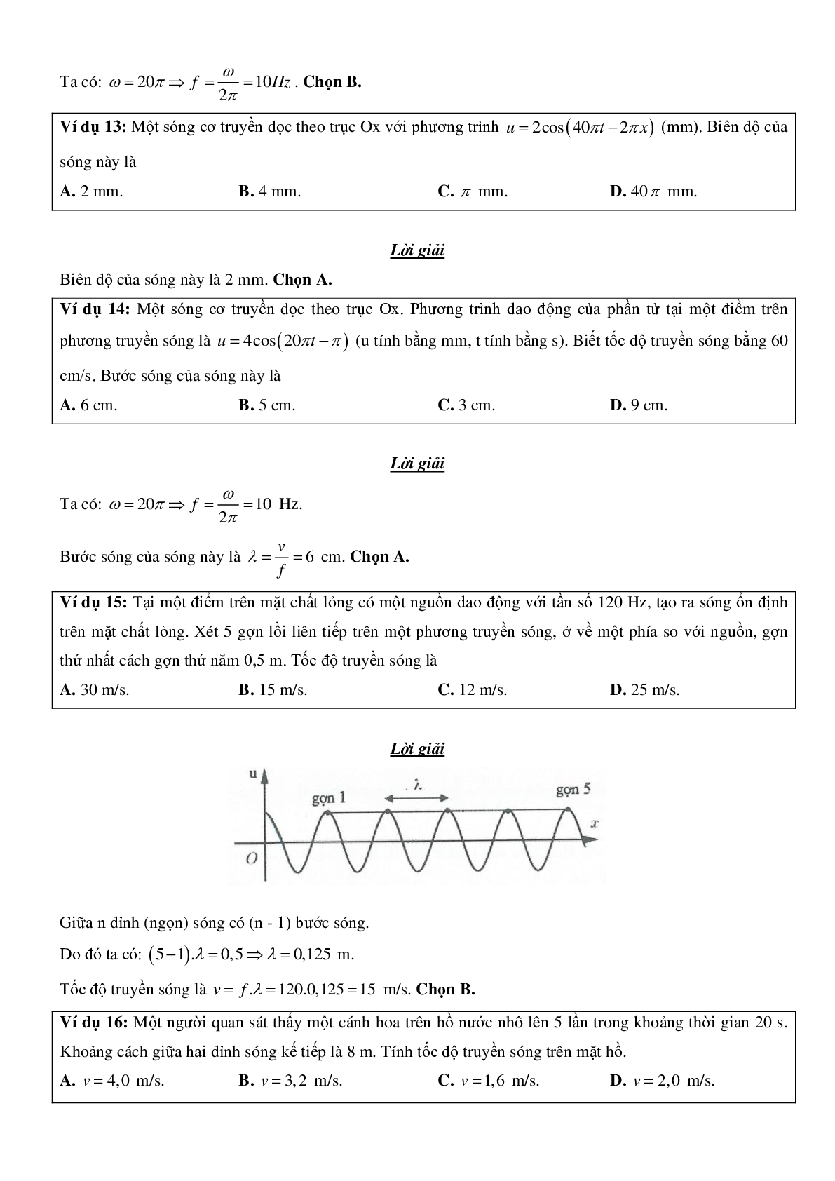 Chuyên đề Đại cương sóng cơ, phương trình sóng môn Vật lý lớp 12 có đáp án (trang 6)