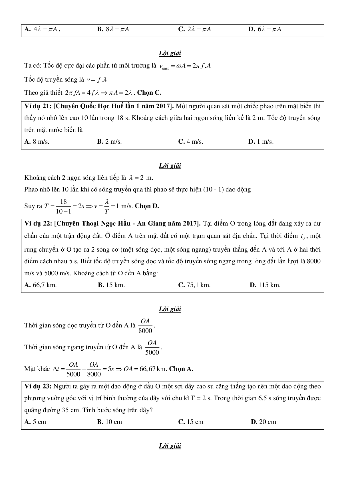 Chuyên đề Đại cương sóng cơ, phương trình sóng môn Vật lý lớp 12 có đáp án (trang 8)
