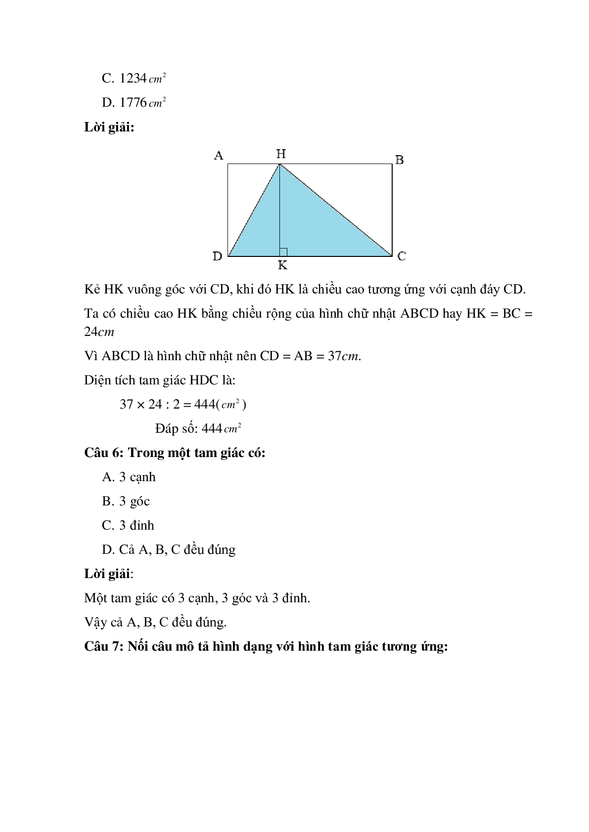 14 câu Trắc nghiệm Hình tam giác. Diện tích hình tam giác có đáp án 2023 – Toán lớp 5 (trang 3)