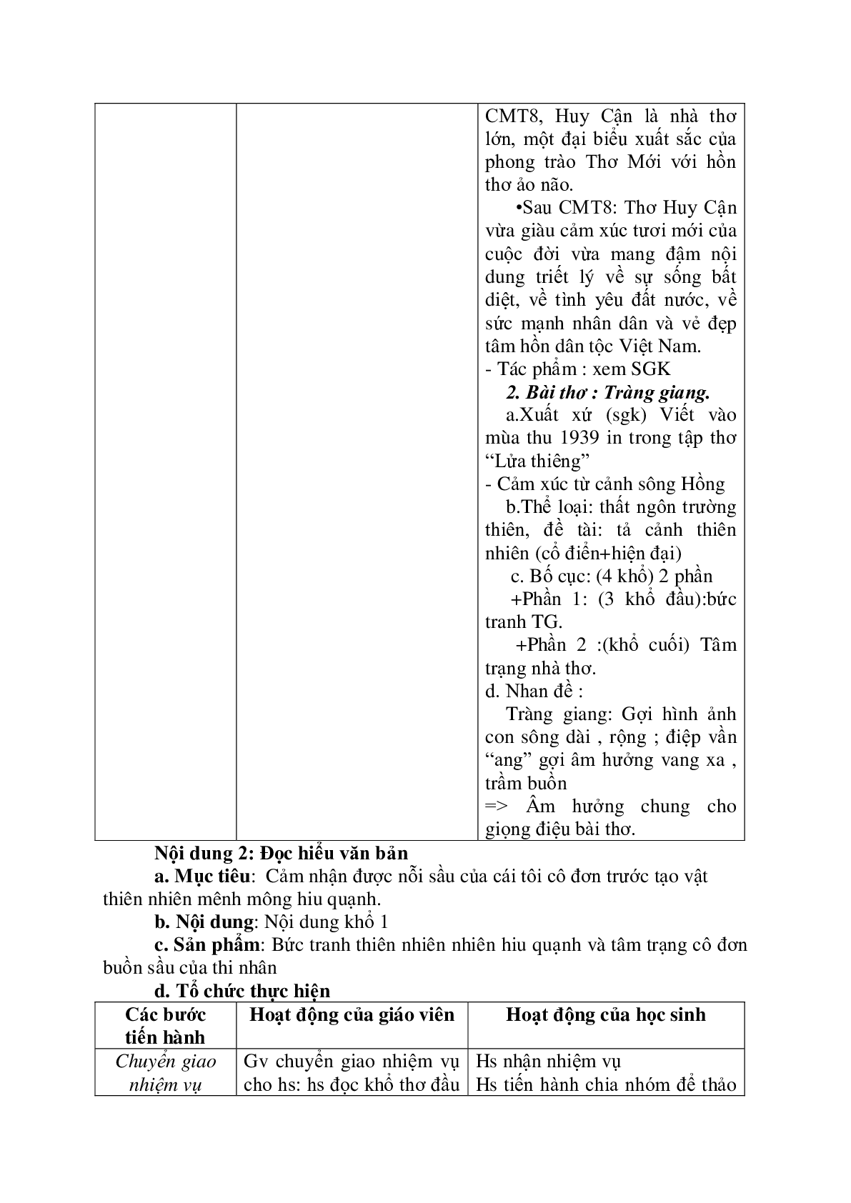 Giáo án Ngữ Văn 11: Tiết 82 Tràng giang tiết 1 mới nhất (trang 4)