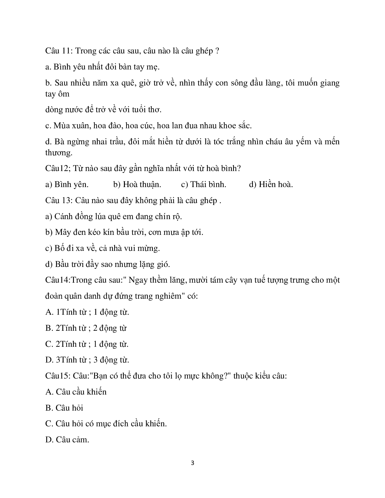 Bộ đề trắc nghiệm ôn tập môn Tiếng Việt lớp 5 có đáp án (trang 3)