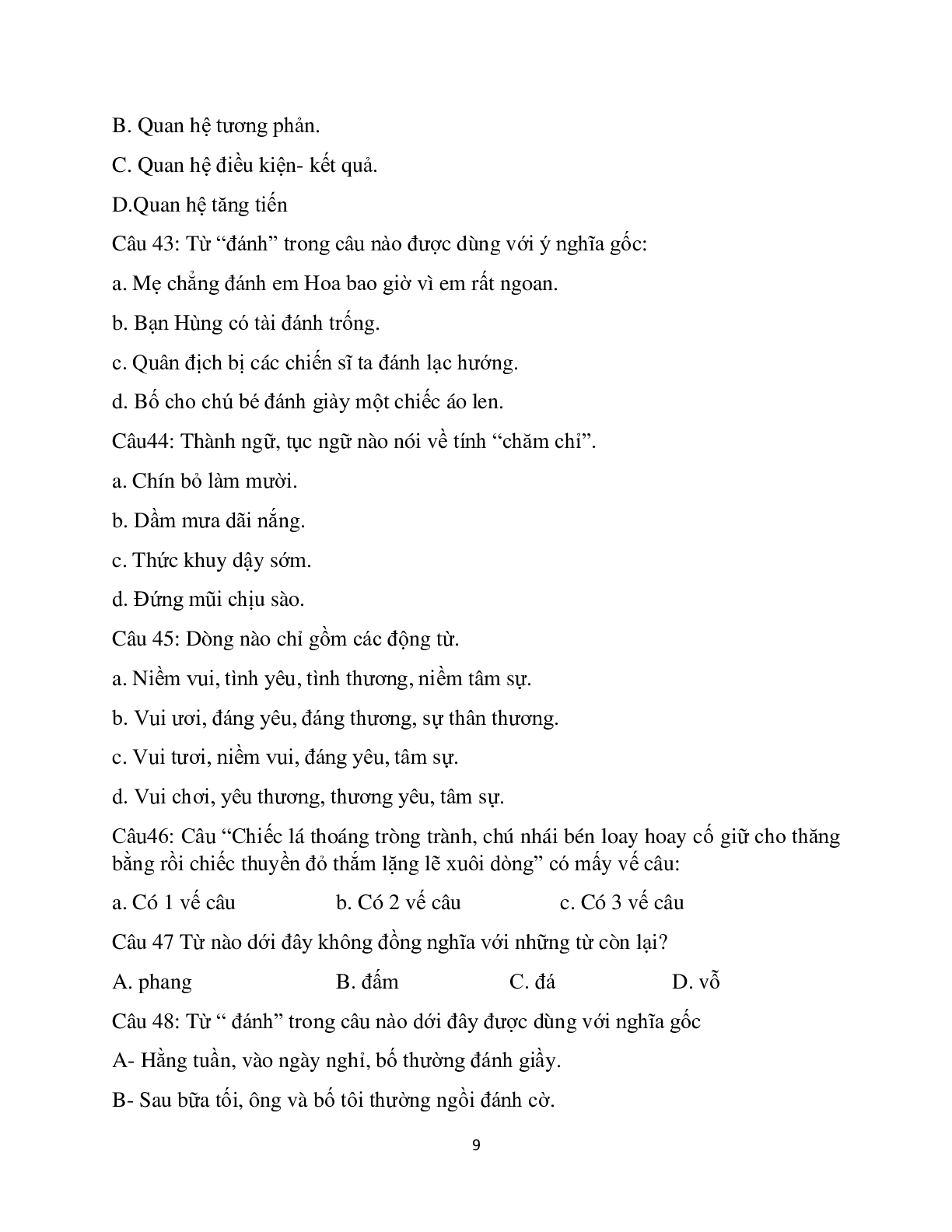 Bộ đề trắc nghiệm ôn tập môn Tiếng Việt lớp 5 có đáp án (trang 9)