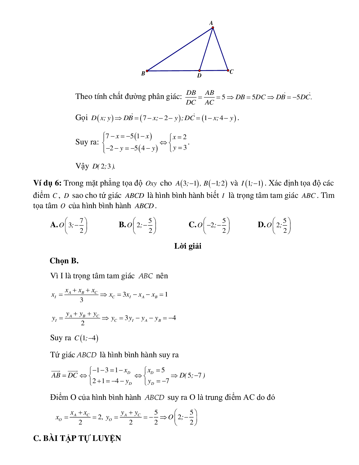 Bài tập Xác định tọa độ trung điểm đoạn thẳng và trọng tâm tam giác chọn lọc (trang 3)
