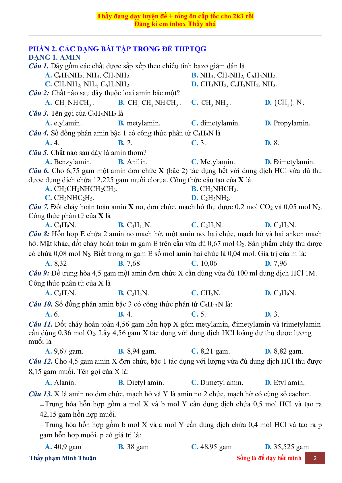 Tổng Hợp Lý Thuyết Chương 3 Môn Hóa Học Lớp 12 (trang 2)