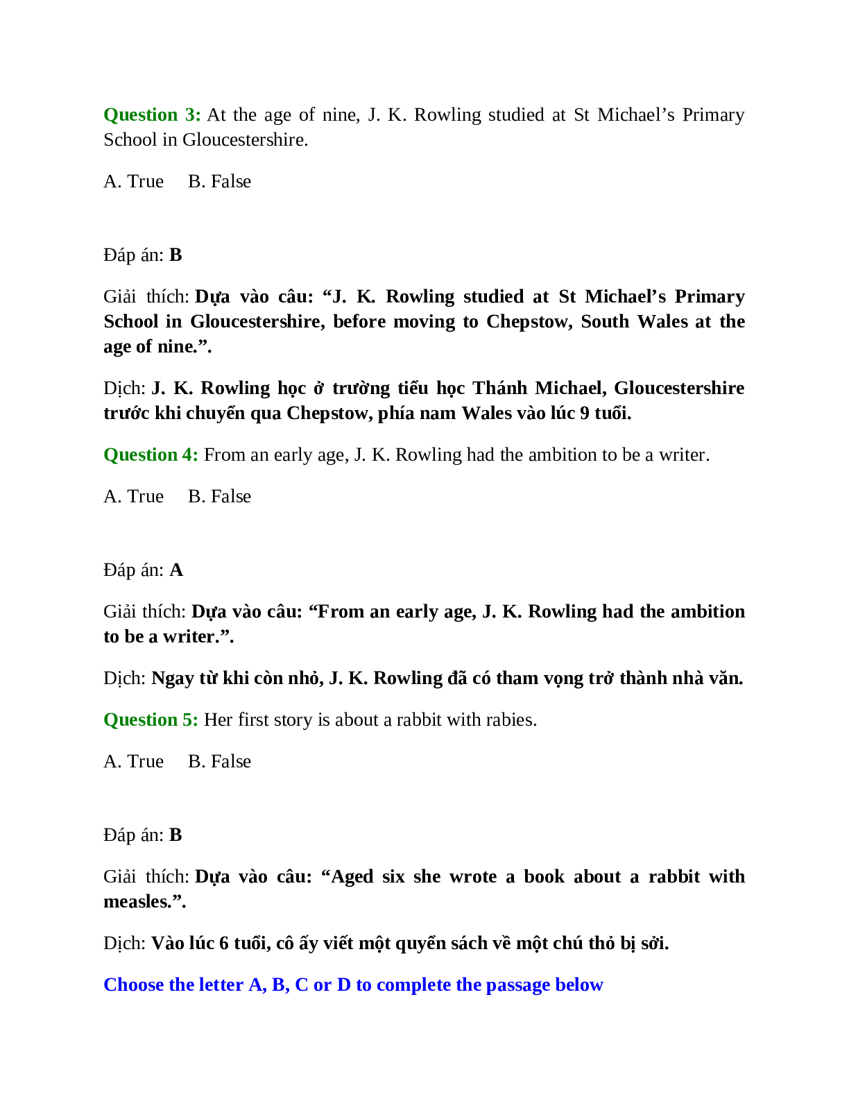 Trắc nghiệm Tiếng Anh 10 Unit 3 có đáp án: People's background (trang 9)