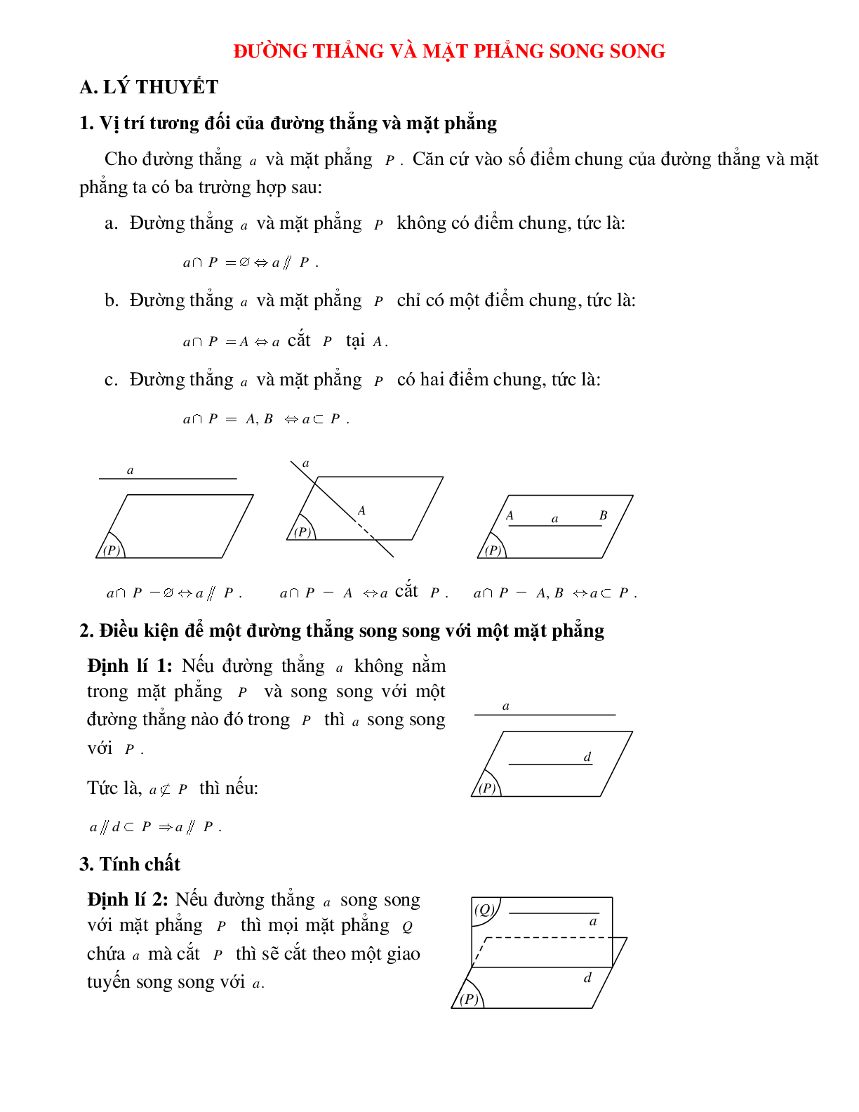 Bài tập Toán hình 11 Bài 3 có đáp án: Đường thẳng và mặt phẳng song song (trang 1)