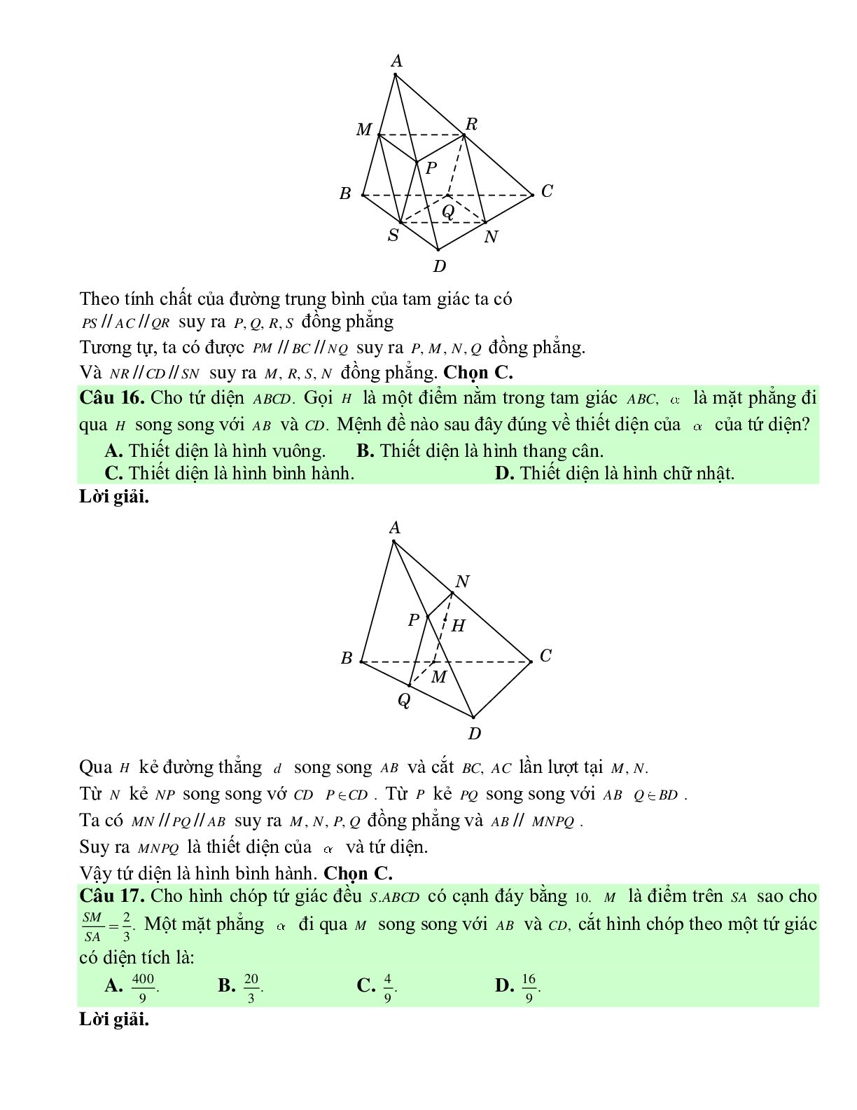 Bài tập Toán hình 11 Bài 3 có đáp án: Đường thẳng và mặt phẳng song song (trang 10)