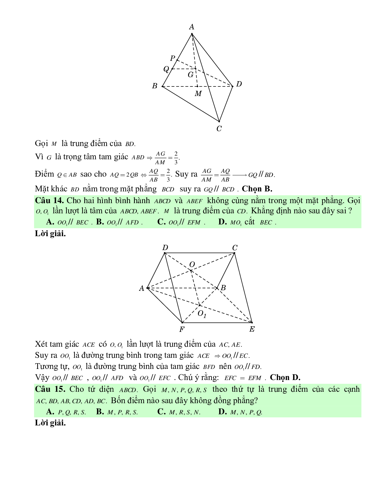 Bài tập Toán hình 11 Bài 3 có đáp án: Đường thẳng và mặt phẳng song song (trang 9)