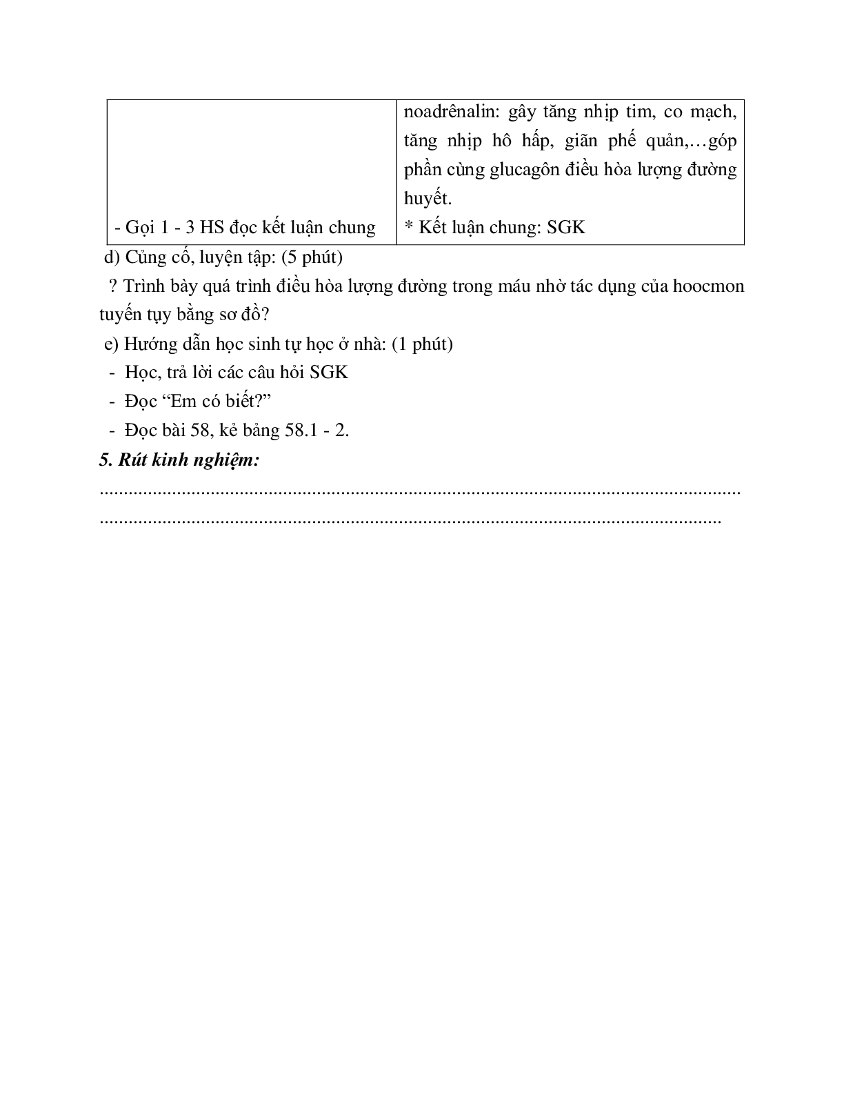 Giáo án Sinh học 8 Bài 57: Tuyến tụy và tuyến trên thận (tiếp theo) mới nhất - CV5512 (trang 3)