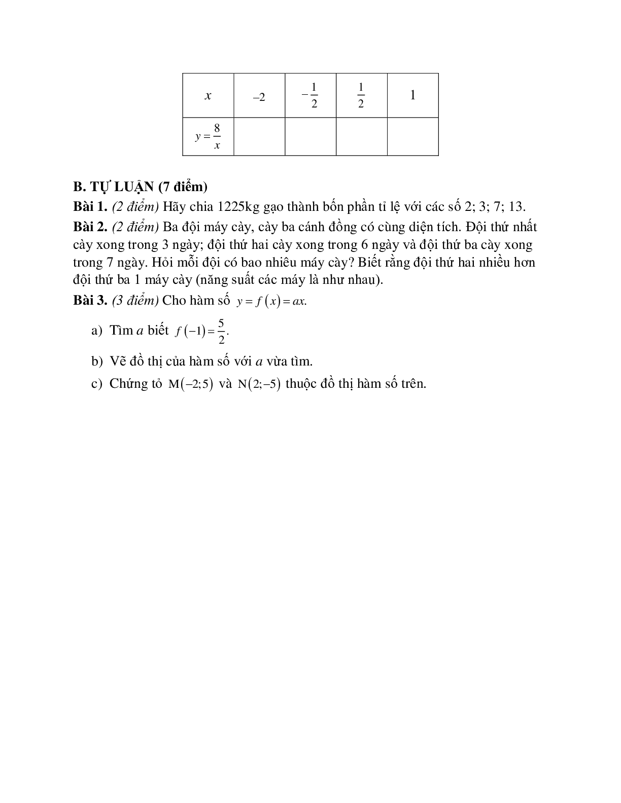 Tổng hợp 8 đề ôn tập chương 2 đại số lớp 7 (trang 10)