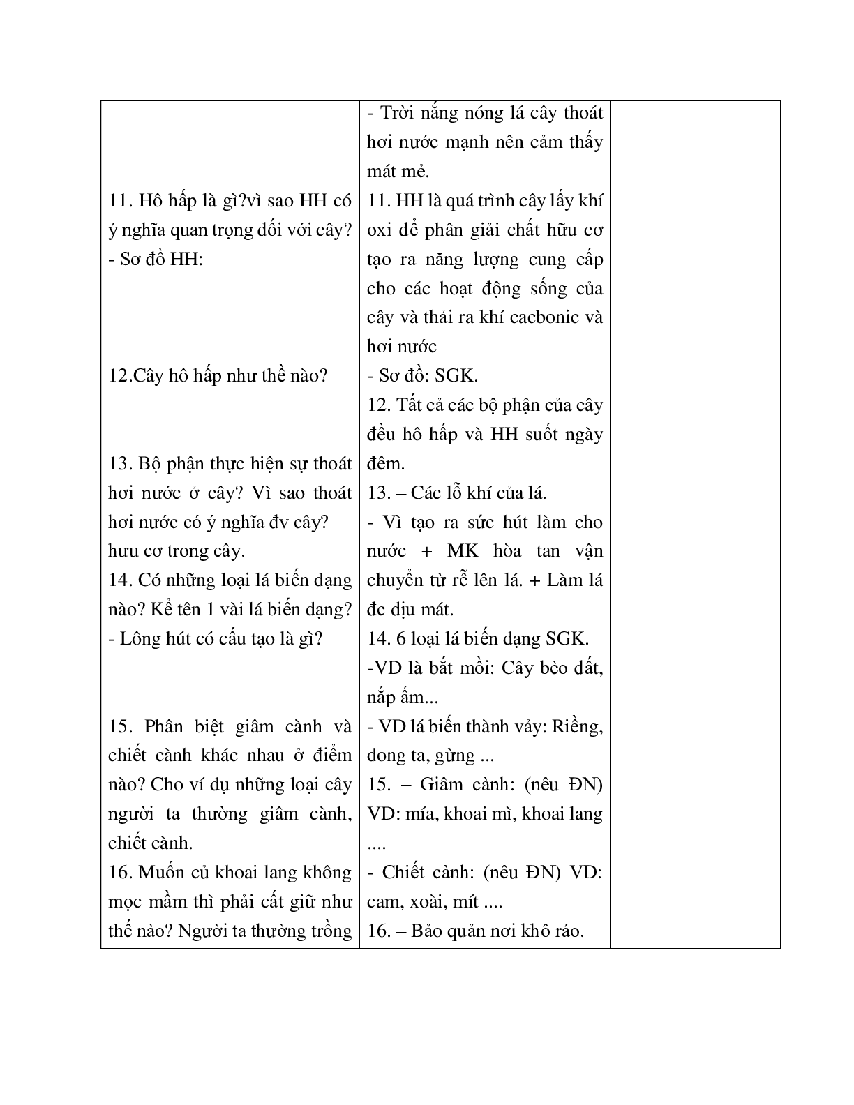 Giao Án Sinh Hoc 6 Ôn tập HKI (Tiếp theo) mới nhất - CV5555 (trang 4)