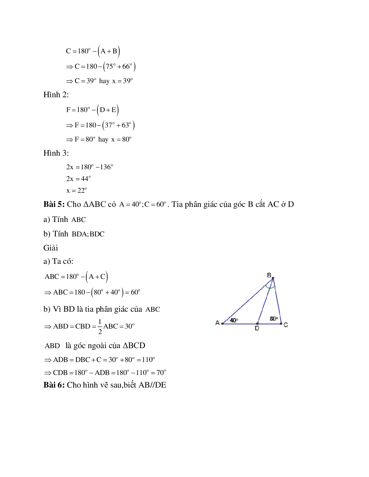 Lý thuyết, bài tập về Tổng ba góc trong một tam giác chọn lọc (trang 3)