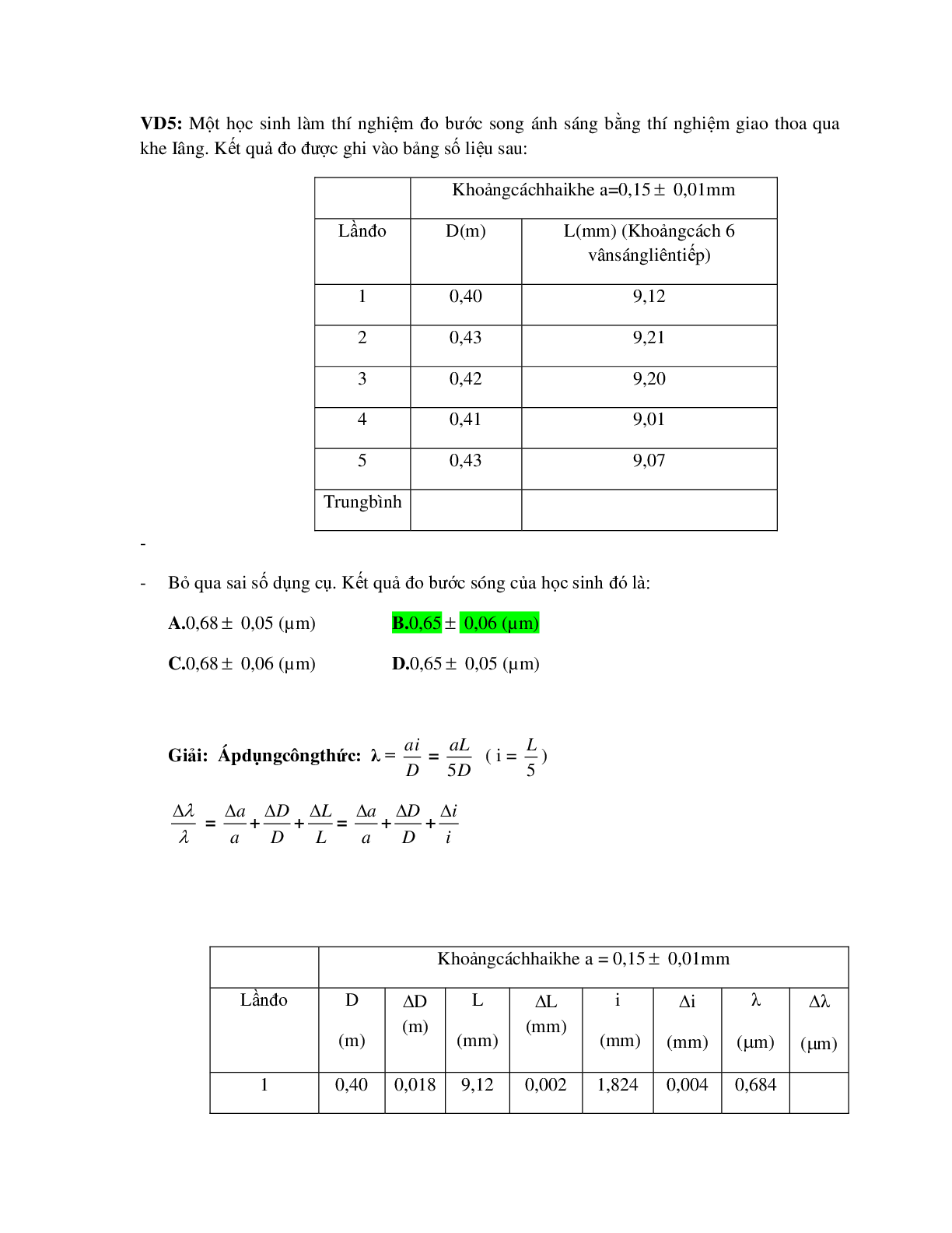 Dạng bài trắc nghiệm sai số trong thí nghiệm thực hành có đáp án môn Vật lý lớp 12 (trang 9)