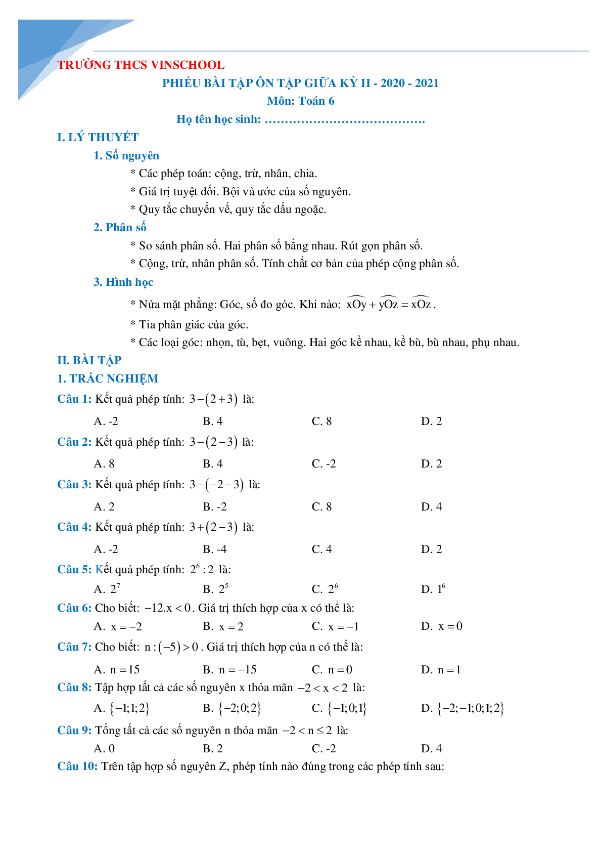 Đề cương giữa kì 2 môn toán lớp 6 (trang 4)
