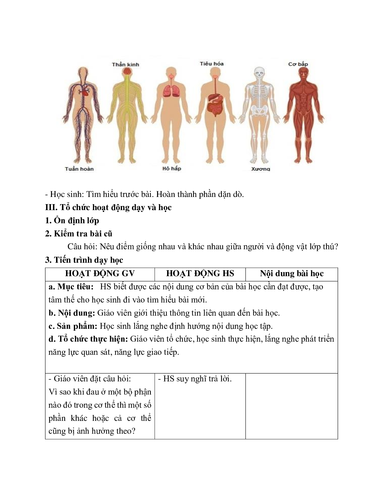 Giáo án Sinh học 8 Bài 2: Cấu tạo cơ thể người mới nhất - CV5512 (trang 2)