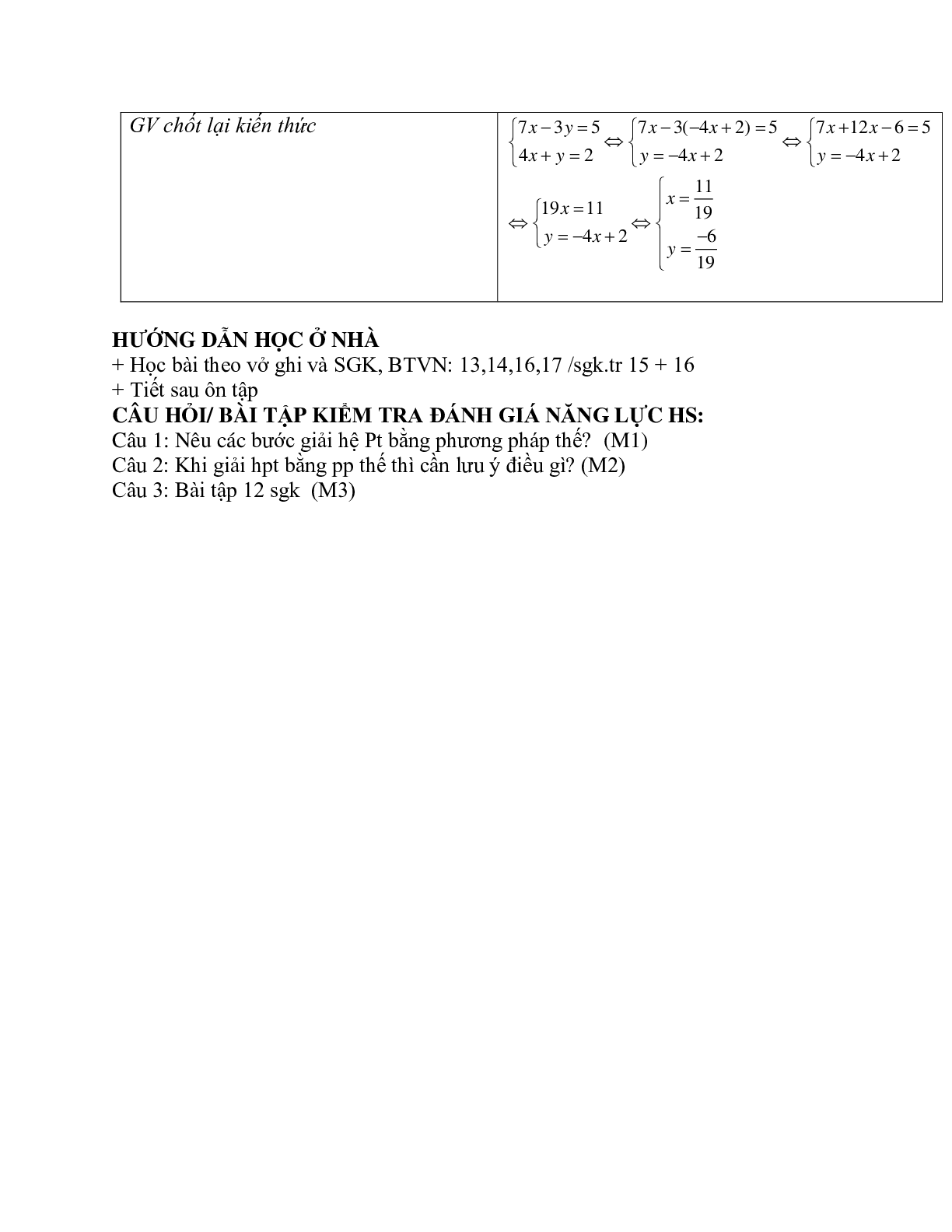Giáo án Giải hệ phương trình bằng phương pháp thế (2023) mới nhất - Toán 9 (trang 4)