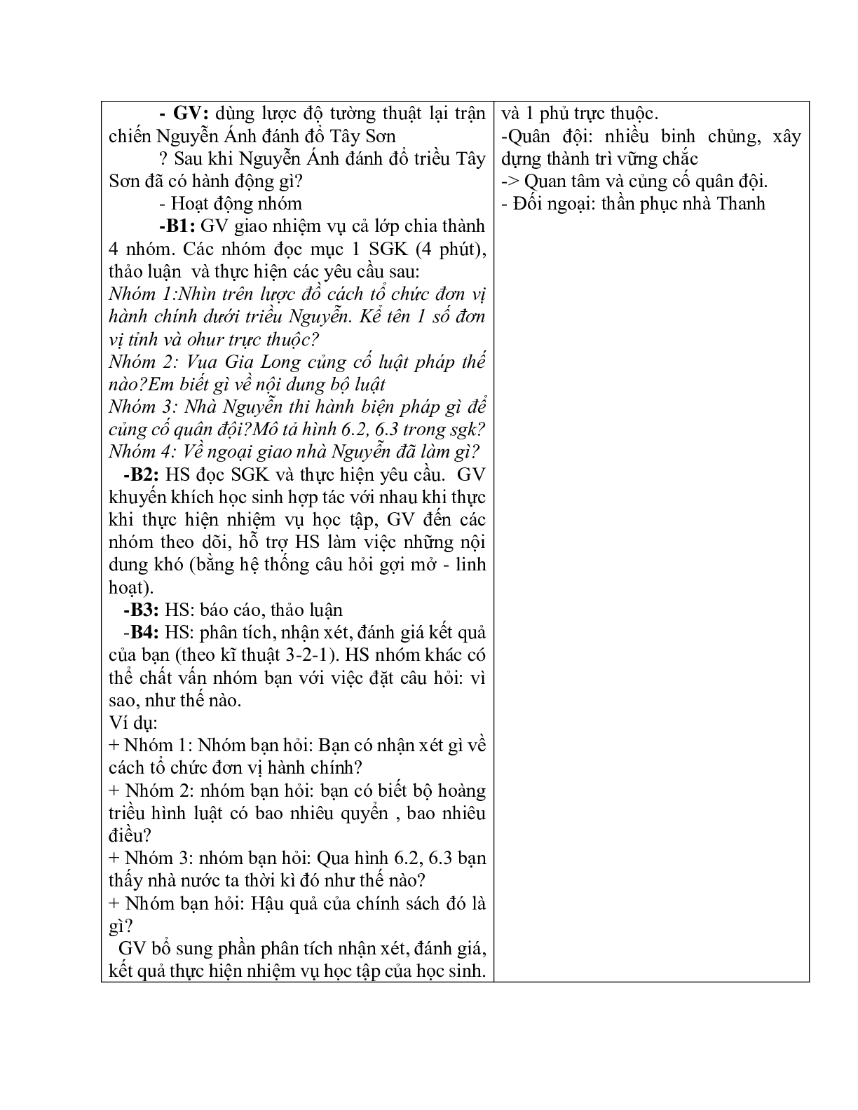 Giáo án Lịch sử 7 Bài 27 Chế độ phong kiến nhà Nguyễn tiết 1 mới nhất (trang 3)