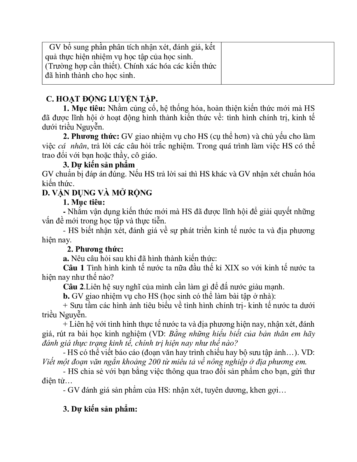 Giáo án Lịch sử 7 Bài 27 Chế độ phong kiến nhà Nguyễn tiết 1 mới nhất (trang 5)