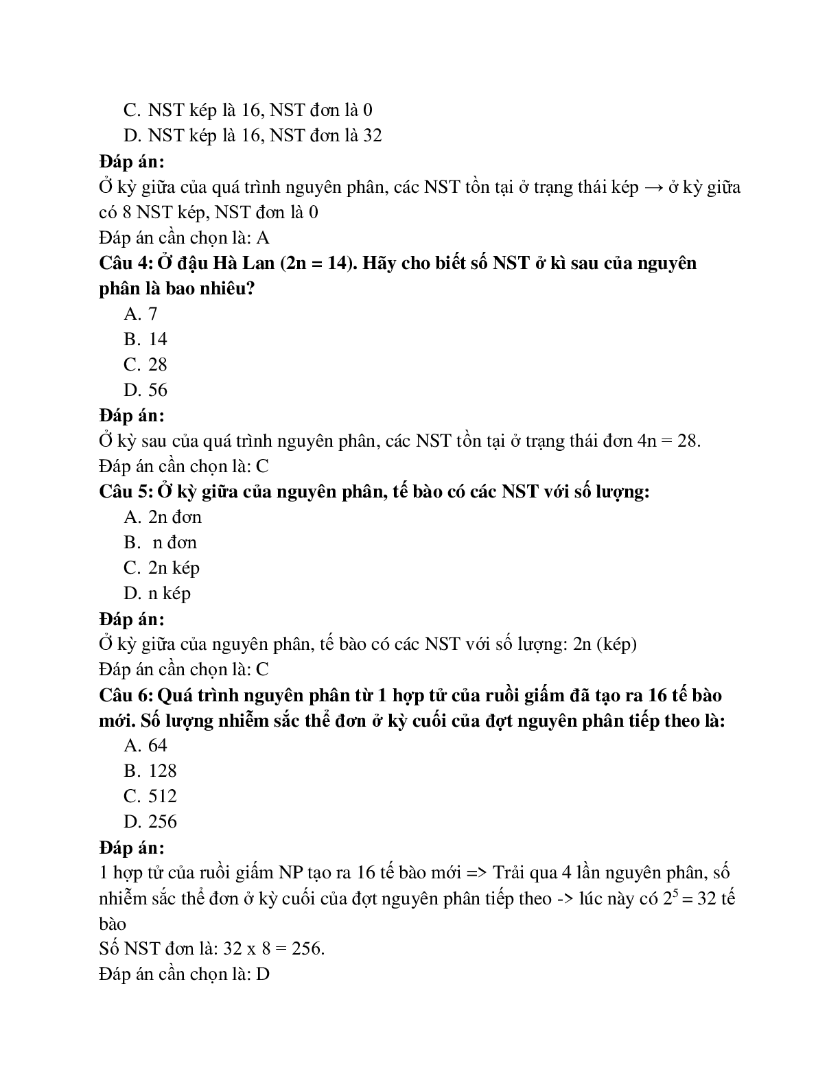 77 câu Trắc nghiệm Sinh học 9 Bài 10 có đáp án 2023: Giảm phân (trang 2)