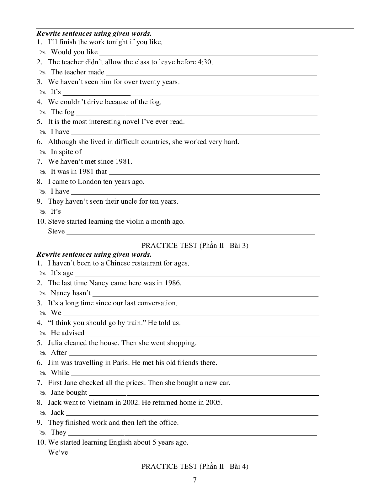 Bài tập tổng hợp các dạng bài tập cơ bản nhất môn Tiếng Anh 10 có đáp án, chọn lọc (trang 7)