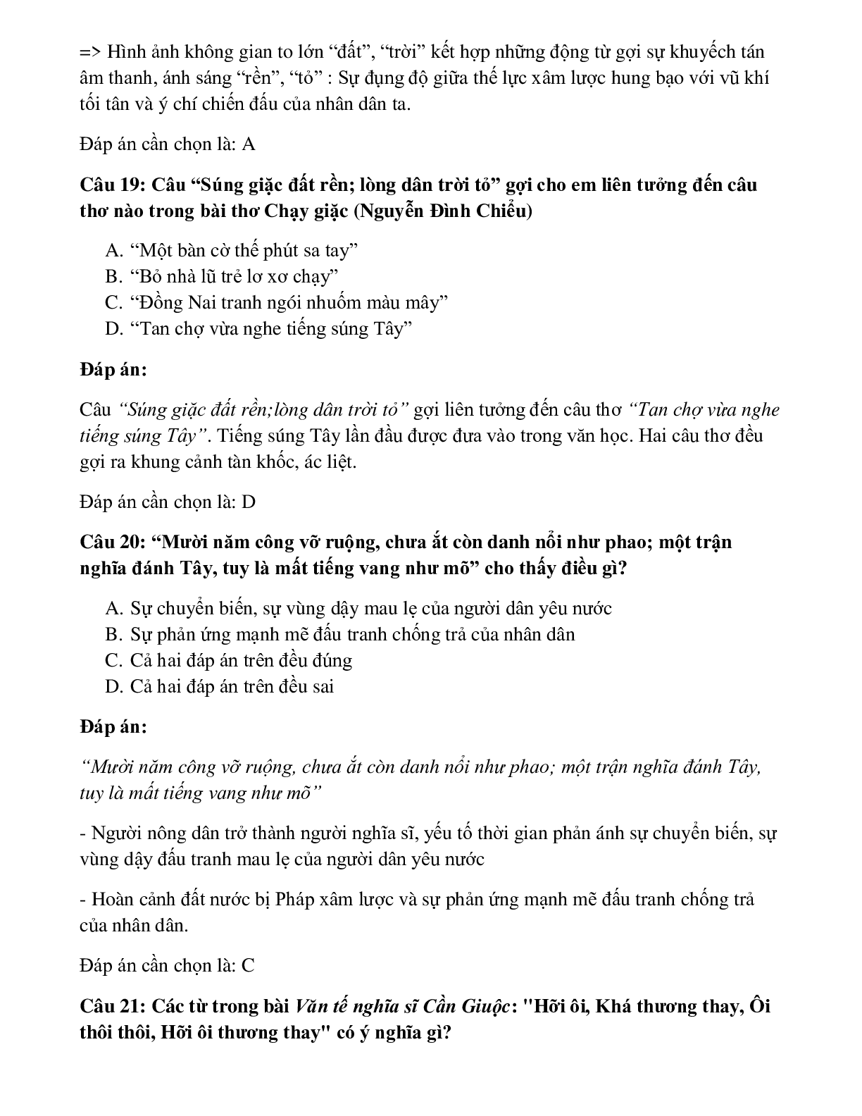 25 câu Trắc nghiệm Văn tế nghĩa sĩ Cần Giuộc có đáp án 2023 – Ngữ Văn lớp 11 (trang 8)